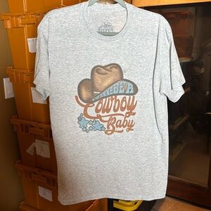 Wild Junkie Boutique I Wanna Be A Cowboy Baby Gray Tee Size Large
